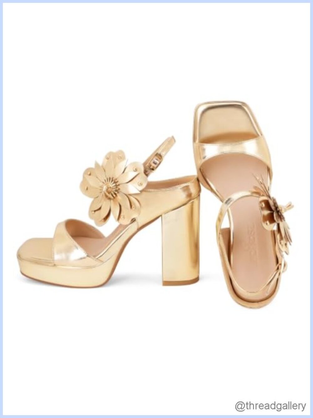 Floral Platform Heeled Sandals Strappy Block Heel Dressy Women's Shoes